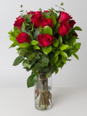 Fall in love: Red Roses with Greenery