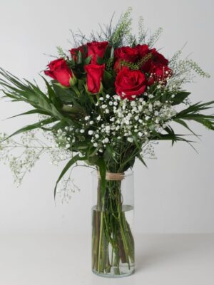 Love: Red Roses & Gypsophila