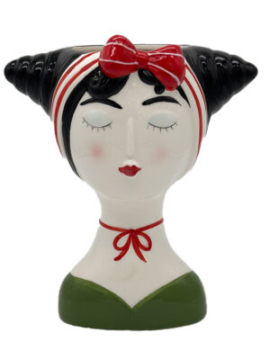 Girl with pigtails - Ceramic Face Pot